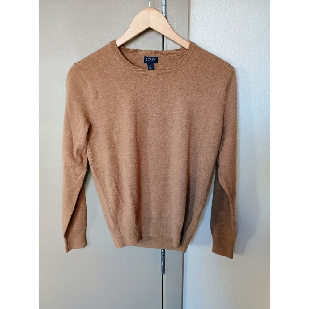 J.Crew merino wool crewneck sweater brown camel capsule wardrobe quiet luxury